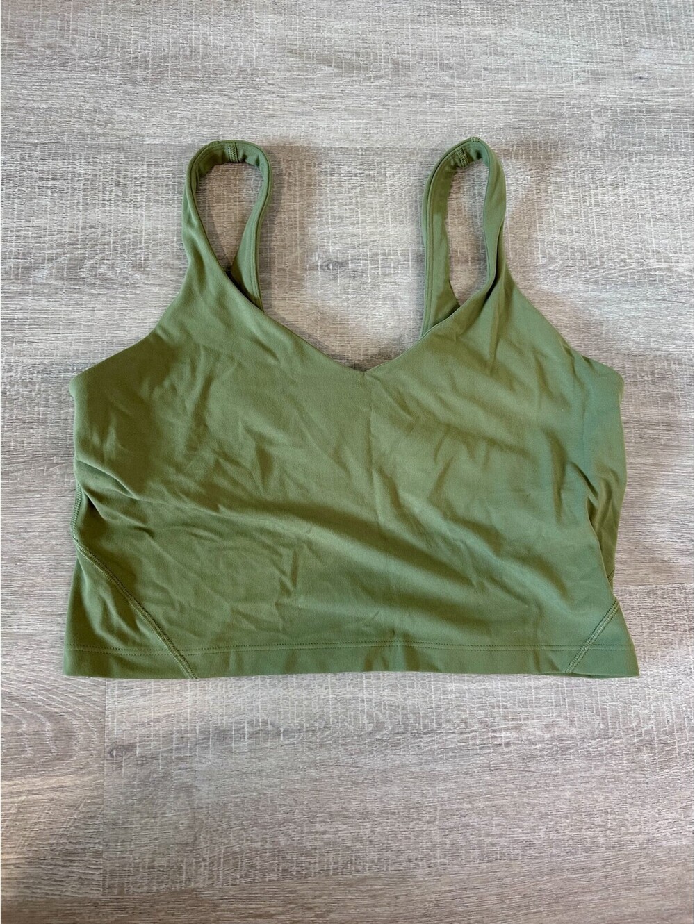Lululemon Align Tank Top Womens 12 Bronze Green Nulu Cropped Built-in Bra W1DUDS